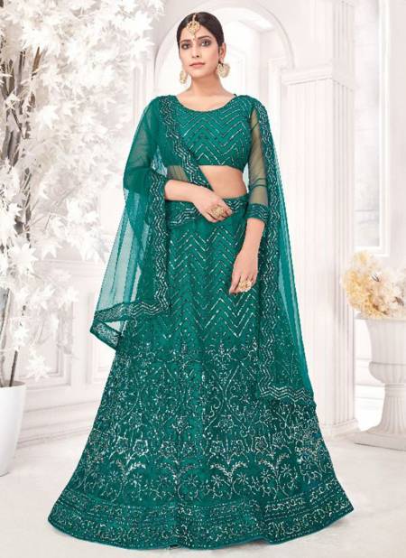 Teal Green Colour VARNI ZEEYA NOOR Wedding Wear Heavy New Lahenga Choli Collection 3004